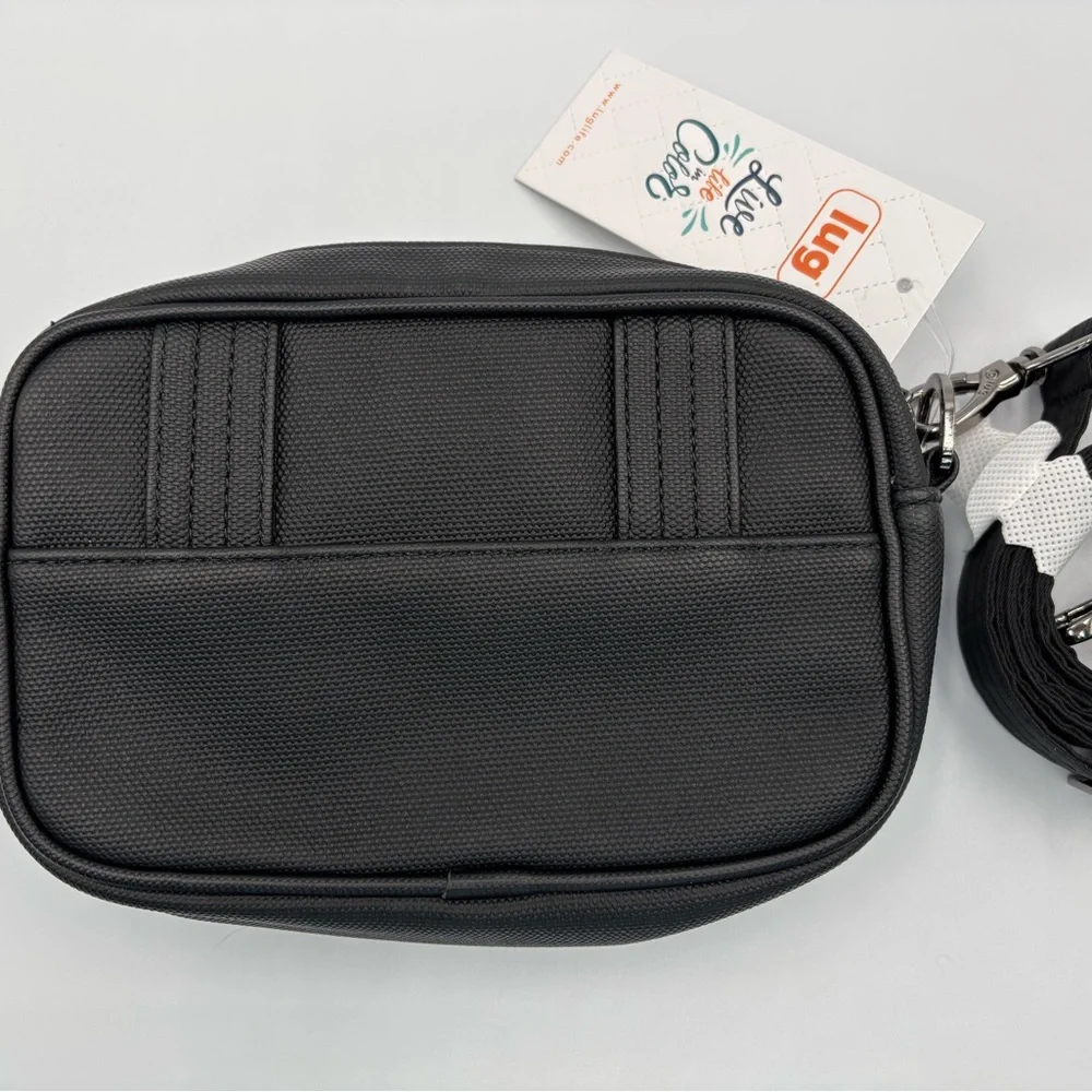 Lug black mingle matte luxe crossbody camera bag removable strap